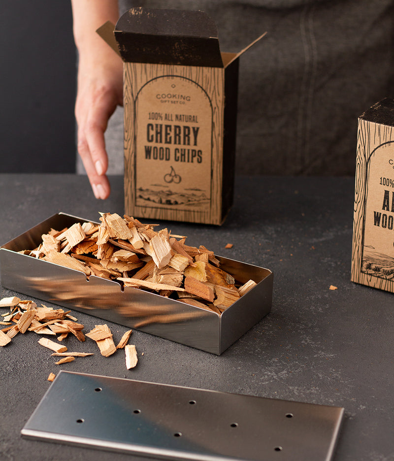 Smoker Wood Chip Box for BBQ grill. Add Wood Chips to Tray for The Best Tasting